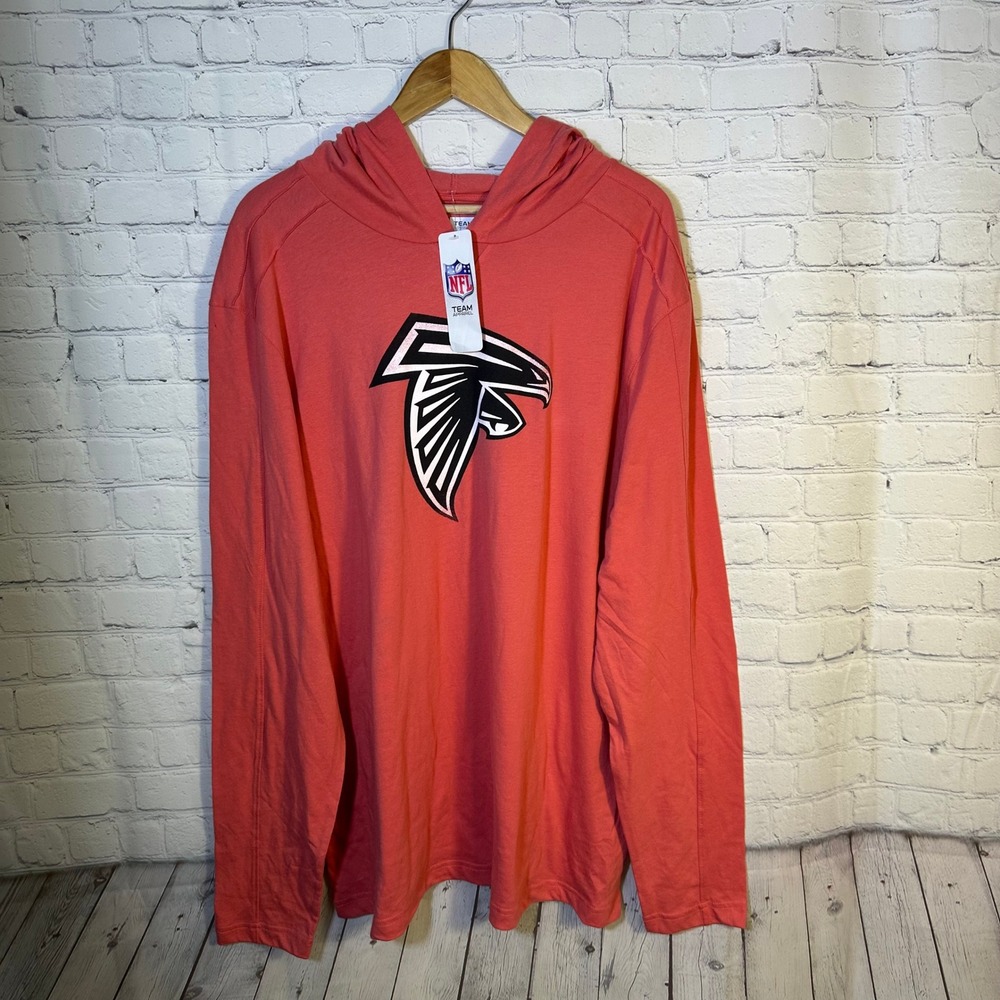 NFL Team Apparel Atlanta Falcons Mens 2XL Red Lightweight‎ Hoodie T-Shirt NWT